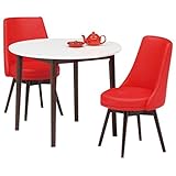 ダイニングセット 3点 ラウンドダイニングテーブル(ホワイト/白天板)&amp;チェア(レッド/赤)2点 木製 【ROYCE】ロイズ 【組立品】【代引不可】 生活用品 インテリア 雑貨 インテリア 家具 テーブル ダイニングテーブル ダイニ