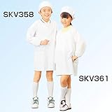 抗菌 学童給食着 【割烹着型 2号】 着丈65cm 綿 ポリエステル 袖口ゴム 右腰ポケット 首後ゴム 腰マジックテープ調整付き