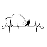 釣り ステッカー 車 心電図 カッティングステッカー フィッシング 防水 耐候 シール デカール 転写 魚 脈 アウトドア クーラーボックス 17cm (ブラック)