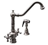 Whitehaus WHKSDTCR3-8201-PTR Vintage-3 9-Inch Dual Handle Faucet with Long Traditional Swivel Spout,