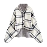 Missmat ひざ掛け ブランケット 膝掛け 着る毛布 大判 100X140cm 吸湿発熱 静電気防止 防寒対策 オフィス 昼寝用 アウトドア 出張 キャンプ 通年使用 （off-white）
