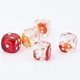 WeLoveDice [ドイツ製] サイコロ ダイス 6面 5個 16mm クリア クリスタルレッド/白