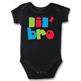Lil ' Bro Little Brotherブラックベビーシャツボディスーツ – 6 M