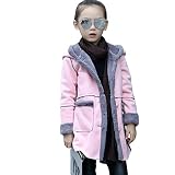 キッズコート 女の子 ガールズ フード付き 防寒 アウター キッズ 中綿 ジャケット キッズ 女の子 コート 無地 小学生 可愛い 通学 冬 110cm-160cm (ピンク, 110)