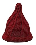 Plus Nao(プラスナオ) 子供用 ニット帽 とんがりニット帽 手編み風 ざっくり編みニット ニットキャップ キッズ ジュニア シンプル 無地 男の子 女の子 冬帽子 - ブラウン