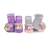 【日本正規品】 ワドル (WADDLE) ラトルソックスくまさんパープル/グレー2足セット 100510