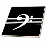 3dローズInspirationzStore音楽アートデザイン – ブラックBass Clef f-clef on Musical stavesスタッフ – 音楽音楽家ギフト – タイル 8-Inch