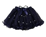 Plus Nao(プラスナオ) スカート ベビー キッズ ボトムス チュールスカート リボン ビジュー フェイクパール フリル ギャザーフレア リボン ネイビー 130cm