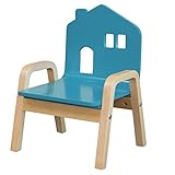 キッズ用木製チェア (ブルー) 【こども用椅子/軽量設計/組立品/おうちの形】
