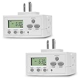 topgreener 2 Pack Heavy Duty tgt02 7日のライト、ランプ、電気コンセントプラグインプログラム可能なデジタルタイマー、インドア|接地コンセント、ランダムand夏時間タイ