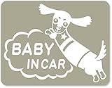 imoninn BABY in car ステッカー　【マグネットタイプ】　No.38　ミニチュアダックスさん　（グレー色）