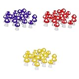 Flameer キノコ　各色20個　ミニチュア　盆栽　DIY　ガーデン　マイクロ風景　装飾　樹脂　カラフル - パープルレッドイエロー