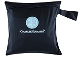 Charlie Banana Washable Diaper Tote Wet Bag (Black w/Blue) by Charlie Banana [並行輸入品]