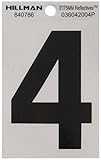 The Hillman Group 840786 3-Inch Black on Silver Reflective Square-Cut Mylar House, Number 4 [並行輸入品]