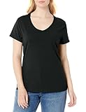 ヘインズ レディース 半袖 ナノTシャツ VネックTシャツ US サイズ: Large カラー: ブラック