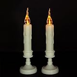 Youngerbaby AmberちらつきイエローFlameless tpaer Candle withのリアルなcandlestick-setホルダー2、Romatic取り外し可能ベース teali