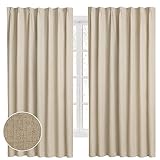 Hansleep 完全遮光カーテン リネン 生地 1級遮光 2枚組 幅100cm丈200cm モカ 断熱 防寒 防音 省エネ 厚手 無地 お