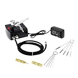 KKmoon エアブラシ エアコンプレッサー エアブラシアクセサリーキット 100-250V プロ 重力式フィード デュアルアクション 芸術 絵画 塗装 マニキュア ケーキスプレー モデル 美爪 ネイ