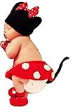 Crochet Minnie Mouse Outfit Diaper Cover Skirt Bootie Hat Set Costume Photo Prop by BubuBibi [並行輸入品]