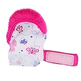 Kesoto ベビー用手袋　歯がため　歯固め　食品級シリコン手袋　柔らかく　調整可能　3〜12ヶ月　全4色 - ローズレッド