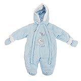 赤ちゃん・ベビー用 くまのデザイン 冬用あったか フード付 スノースーツ ロンパース オールインワン つなぎ カバーオール (新生児) (ブルー)