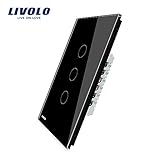 LIVOLOブラック米国標準AC 110 – 220 V 3ギャング1 WayウォールライトタッチスイッチでLEDインジケータ、-C503-12