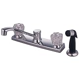 Kingston Brass KB122 Columbia Twin Acrylic Handle Kitchen Faucet with Side Sprayer, 7-5/8-Inch, Poli