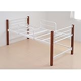 ロフトベッド 寝具 パイプ 天然木脚ジョイントベッド ミドル カラー：ホワイトブラウン