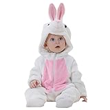 エルフ ベビー(Fairy Baby) うさぎ着ぐるみ ベビー服秋冬 フード付きロンパース ジャンプスーツ(size:80,ホワイト)