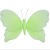 Hangingバタフライグリーンジュエルメッシュナイロン蝶デコレーション装飾赤ちゃん保育園寝室女の子部屋天井壁装飾結婚式誕生日パーティーベビーシャワーバスルームホームキッズChilds 3dアートDI