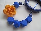 A L L U R E silicone teething necklace + bangle set blue/orange BPA free FDA compliant food grade si
