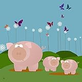 Green Leaf Art Family Pigs Canvas Art [並行輸入品]