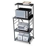 キッチンラック レンジ台 スライド収納 コンセント2口 キャスター付き 幅60cm ブラック/ウォルナット