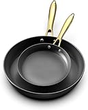 imarku ノンスティックフライパン 2個 - 8インチ、12インチフライパン ノンスティックフライパンセット 鋳鉄フライパン ノンスティック プロフェッショナルノンスティックフライパン ノンスティックフライパンセット クールハンドル