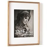 オーク無垢材フォトフレーム 12x16インチ (30.5x40.6cm) 8.5x11インチマット付き 手仕上げ丸角 アメリカ産 壁掛け/置き型 ギャラリーウォール用 額縁