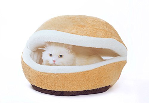 にゃんこ快適ベッド マカロン型 おしゃれ 猫 ハウス  可愛い ベージュ 色