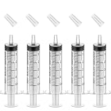 Gulenvailo シリンジ 5ML 5本セット 注射器 ペット 液体測定シリンジツール プラスチック 針無し 滅菌済 ペット給餌 給水 猫 犬 小動物 液体 測定と分配 インク注入 洗浄 オイル 注入 個別包装 (5ML 5本)