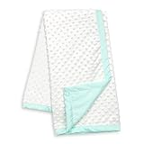 White Minky Dot Baby Blanket, Reverses to Mint Green Satin, by The Peanut Shell by The Peanut Shell