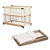 ファルスカ 安心　添い寝2点セット　（ベッドサイドベッド・コンパクトベッド　フィット　L） ベージュ