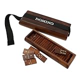 Set of 8 - Indian Wooden Domino Tile Game Tray - Complete Game Set - Travel Domino Set Double - 7" x
