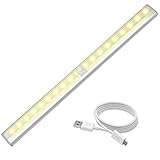 Lucktao LED センサーライト 人感センサーライト 20個LED電球 キッチンライト USB充電 3Mテープ 貼り付け式 高輝度 超薄型 マグネット付き 自動点灯 消灯 階段 クロゼット 玄関