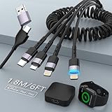 【2023新設計】4in2 Apple Watch 充電器 4in2 充電ケーブル 巻き取り式 4台同時充電 3A急速充電 LED表示 Carplay リムーバブル アップルウォッチ 充電器 iPhone/Apple Watch Series 1/2/3/4/5/6/7/8/9/Ultra 2/SE 各種対応-1.8M ブラック