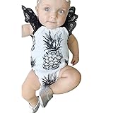 AmazingDeal 子供服 ロンパース ベビー爬行服 男の子 女の子 パイナップル柄 ジャンプスーツ ルームウェア 無袖 春秋 綿製品 連体衣装 可愛い (90（９-１２ヵ月）)