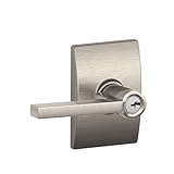 Schlage F51A LAT 619 CEN Century Collection Latitude Keyed Entry Lever, Satin Nickel [並行輸入品]