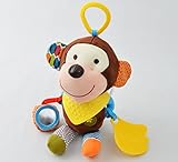 赤ちゃん キッズ おもちゃ ぬいぐるみ ( ベビーカー 車内 ベビー ベッド 遊具 ) どこでも引っ掛けられる フック付 ガラガラ と 音が鳴る ( おサル ） [並行輸入品]