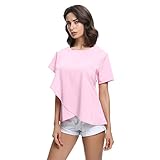 BOBORA チュニック 半袖 レディース ブラウス トップス 無地 Tシャツ カットソー 裾 クロス フレアー　ファッション カジュアル