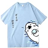 [RWRAPS] シャツ 花里みのり お揃い キャラクター Tシャツ プリント 非公式 みのりちゃんマジ天使 ジュニア メンズ レディース 綿100% ゆったり 萌えグッズ 抗菌 丸首 周辺 S-3XL (M,ブルー)