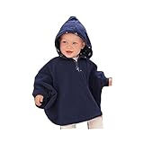 beauty factory リバーシブル タイプ フード 付き パーカー ベビー ポンチョ 子供 用 選べる 3色 (M(90~100), ネイビー)