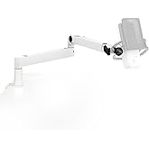 Elgato Wave Mic Arm LP White – Low Profile Swivel Boom, Hidden Cable Channels, All-Metal, Versatile Desk clamp, 1/4“-3/8“-5/8