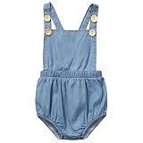 幼児赤ちゃん新生児女の子男の子ボタンロンパースホルターネックバックレスボディスーツOutfit カラー: ブルー